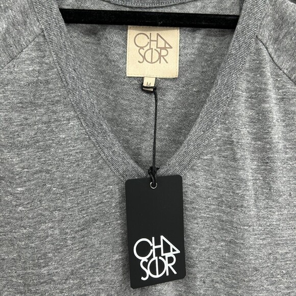 NWT CHASER Heather Gray Jersey Cold Shoulder V-Neck Long Sleeve Shirt Medium - Picture 3 of 3